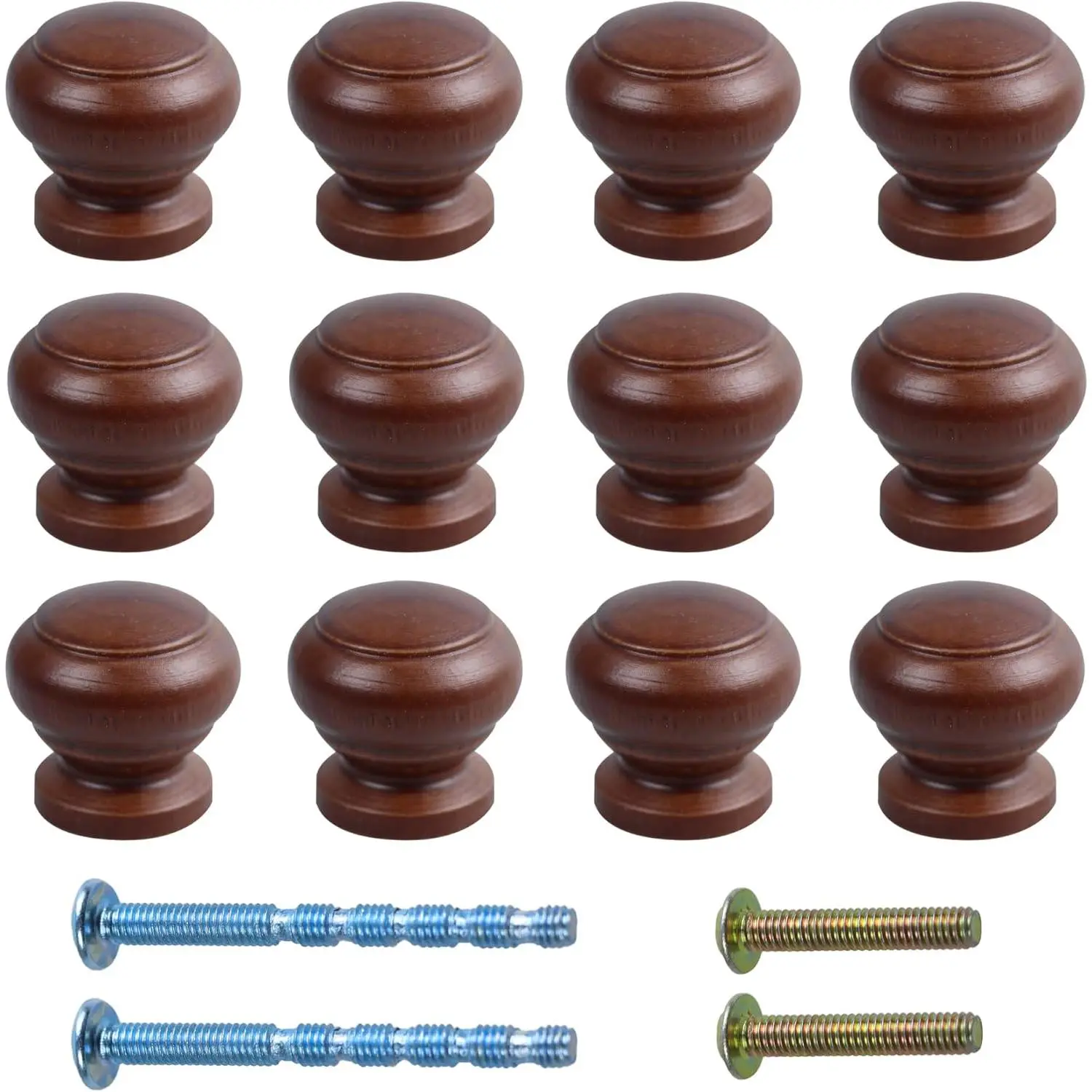 1" Round Wooden Drawer Knobs, Finished Mushroom Shape Cabinet Pulls Handles, Natural Wood Dresser Knobs for Kitchen Cupboard Furniture Wardrobe, Brown