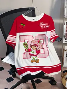 Strawberry Shortcake Plus Size Cartoon Print Round Neck Short Sleeve T-Shirt