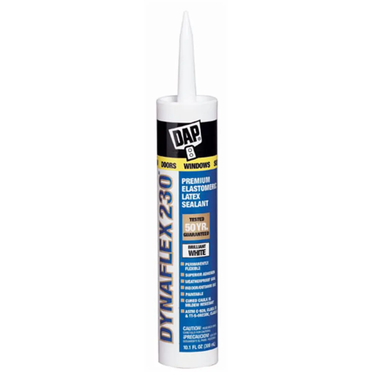 Dap Dynaflex 230 Premium Elastic Latex Elastomeric Sealant, 10.1 oz Latex-Based, Paintable, Mildew-Resistant, Water Cleanup, 50-Year Durability for Home Improvement Building Supplies