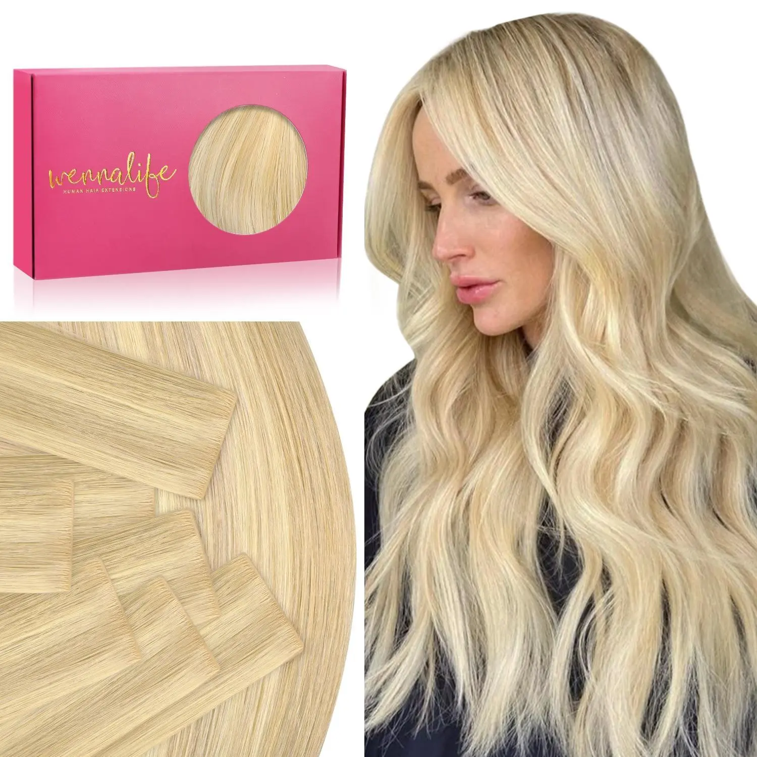WENNALIFE Invisi Edge Tape in Hair Extensions Human Hair 14-24 Inch 50g 20pcs (MIX Includes 10pcs Invisi Edge & 10pcs Classic) Natural Black Invisible Luxury Remy Hair Natural Tape Ins Straight#TikTokShopSummerSale