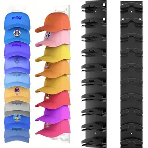 Wall-Mounted Hat Organizer for Baseball Caps - Strong Adhesive/Drill-In Design, Holds Up to 10 Hats, Perfect for Door, Bedroom & Closet