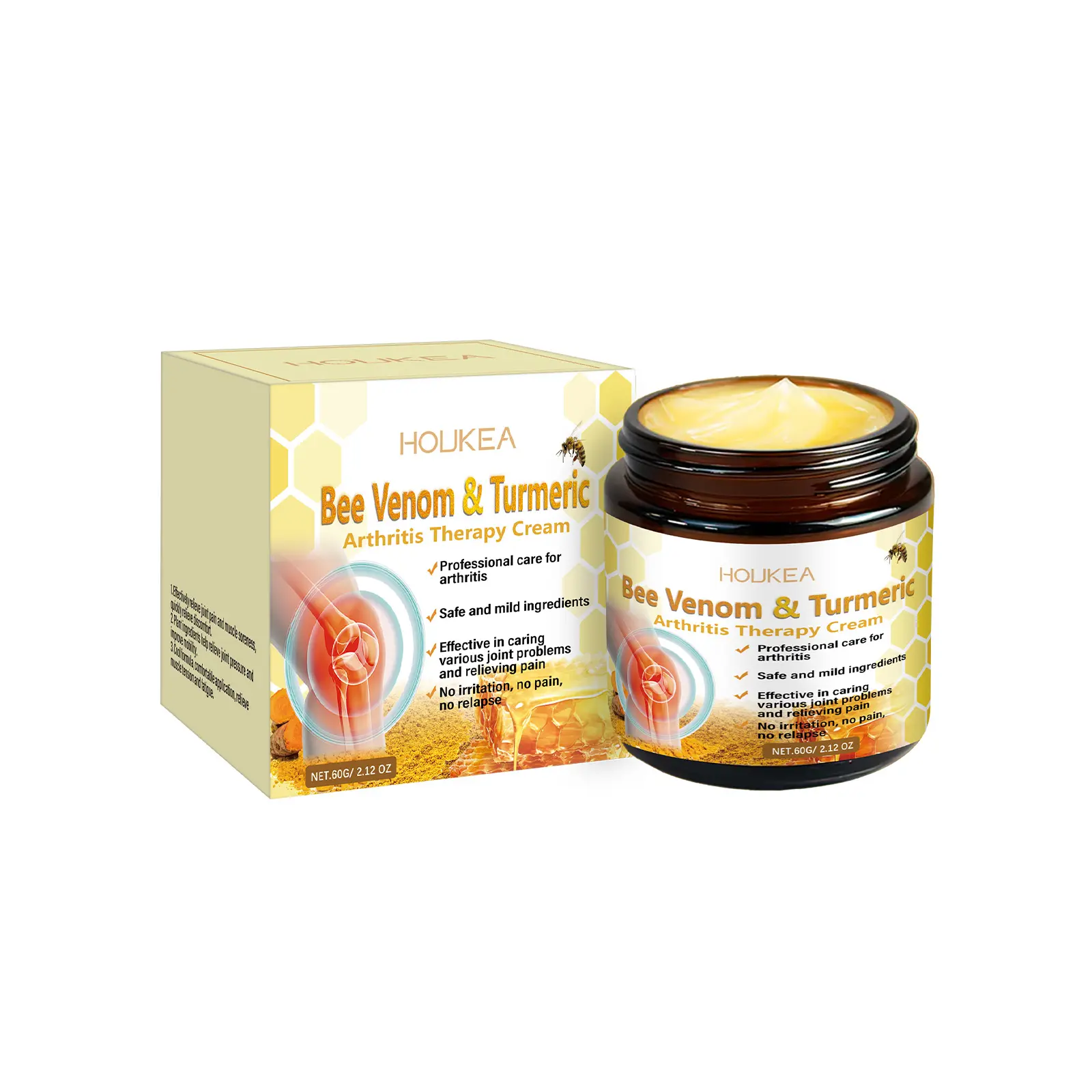 Houkea Joint Relief Cream – Gentle Care for Joint, Hand & Foot Pain, Swelling & Discomfort; Massage Balm