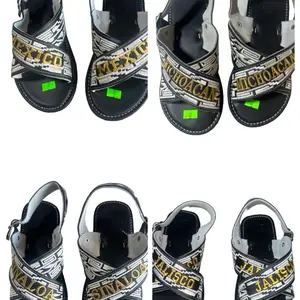 Huaraches de Estados de Mexico / Crossed sandals embroidered Mexican States Tire Sole Natural Cowhide Leather