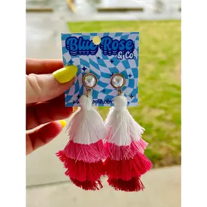 Pink Fringe Earrings