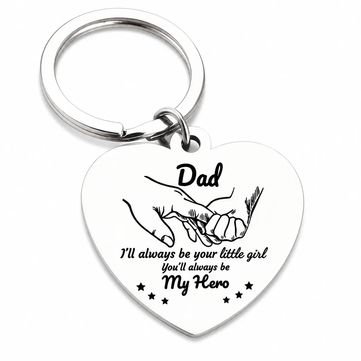 Father’s Day Gift - Dad Gifts from  for Birthday Christmas Valentine’s Day, I'll Always Be Your Little Girl, You Will Always Be My Hero Daddy Keychain, Father  Keyring Rotating Retractable Reading Badge Holder dog box Large Green Tree Topper Bow couple