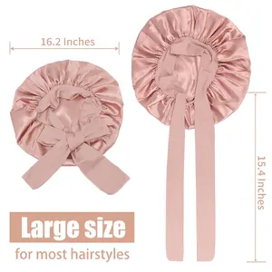 Bonnet Silk Double Layer Sleep Bonnet  Wide Adjustable Non-Mark Band  Moisture Locking Hair Care Nightcap for Women with Natural Curly Hair hair  accessories headband