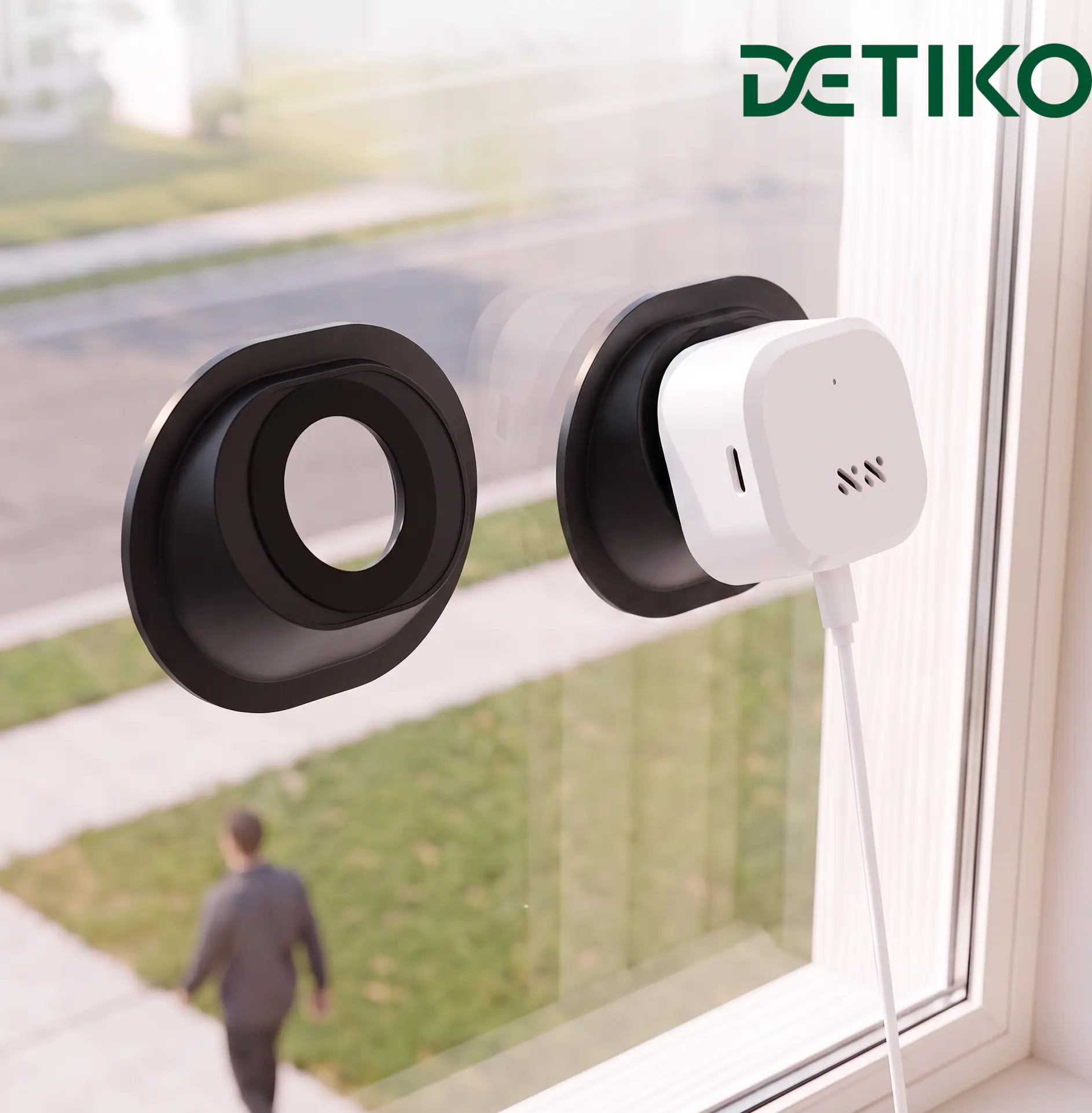 DETIKO 20° Fixed Angle Stick-On Window Mount, No-Drill Self-Adhesive Installation Bracket for Glass Monitoring (Mount Only, Camera Not Included)