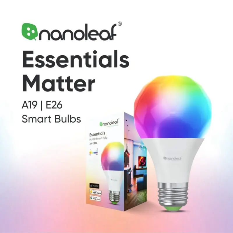 Nanoleaf Essentials A19 Smart LED Bulb 3 Pack - High-Quality LED Bulbs for Home Lighting