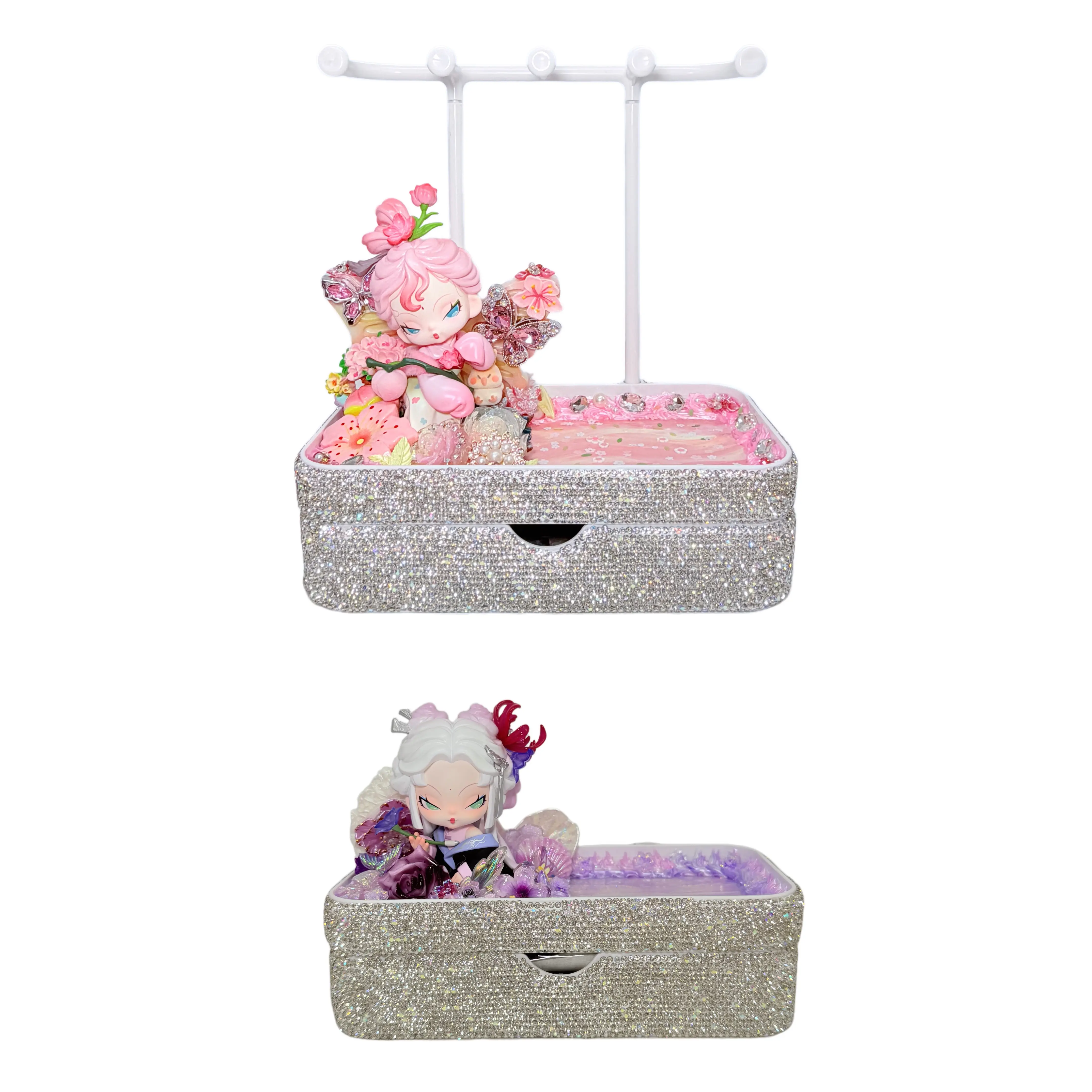 Handmade Rhinestone Entrance Storage Tray With Cream Glue  - Kosbling Handmade Blind Bag
