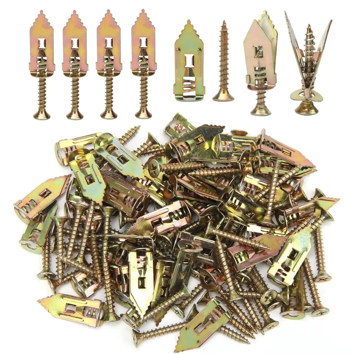 【FathersDayGift】80PCS Self-Drilling Drywall Anchors and Screws Kit,12x30mm, No Pre-Drilling Needed, Supports Up to 66 lbs, ldeal for Home and Office Organization galvanized