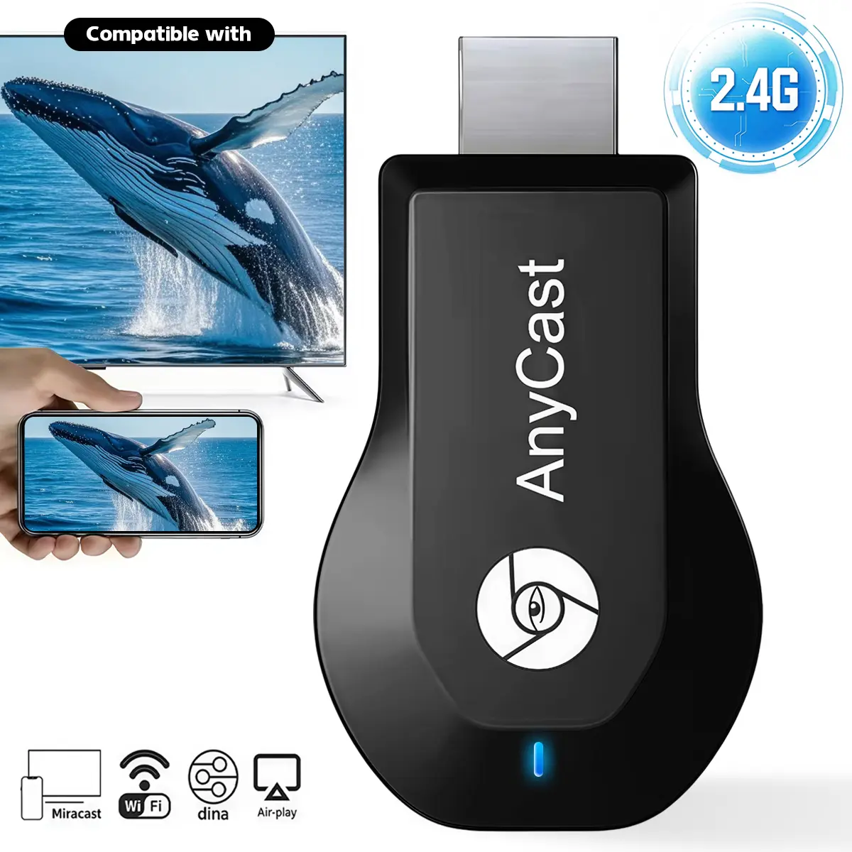 Wireless HDMI Display Adapter, 2.4G WiFi HDMI Transmitter & Receiver,Plug & Play HD Wireless Screen Mirroring Device, Synchronize Phone Laptop Pictures Videos to HDTV Projector Monitor, Support Miracast Airplay DLNA, Electronic Gadgets