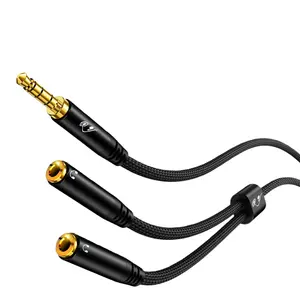 3.5mm Audio Splitter, 1 Male to 2 Female Dual Output Aux headphone Mic Adapter, High-speed Stereo Y-Cable for Phone Tablet Pc laptop, Share Music with Friends, Gold-Plated Connectors, Braided Cable, Plug & Play Accessories