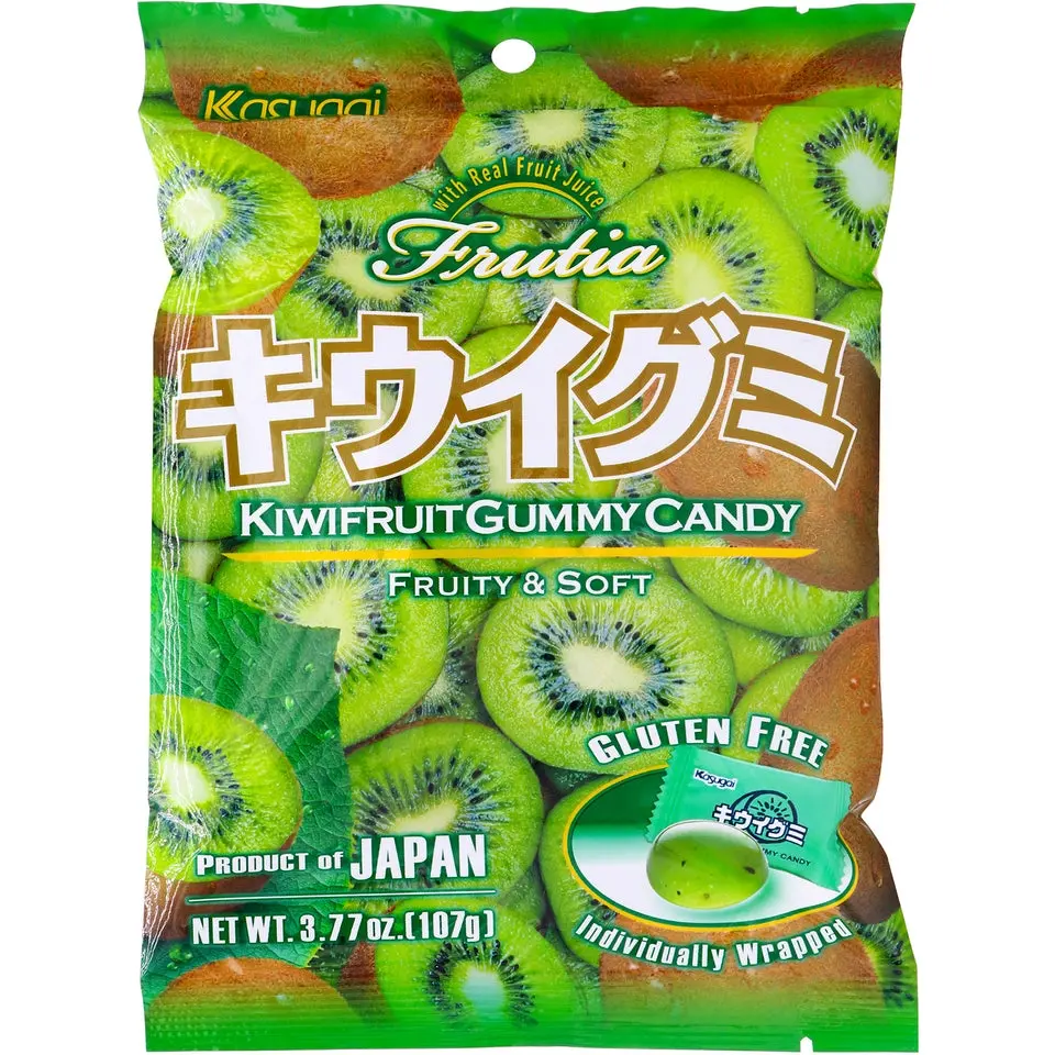 Kasugai Kiwi Chewy Gummies - 3.77oz Gelatin-Based Snack, Individually Wrapped Chewy Dessert Candy, Fruit Flavored Gummy Snack with Fragrant Kiwi Aroma