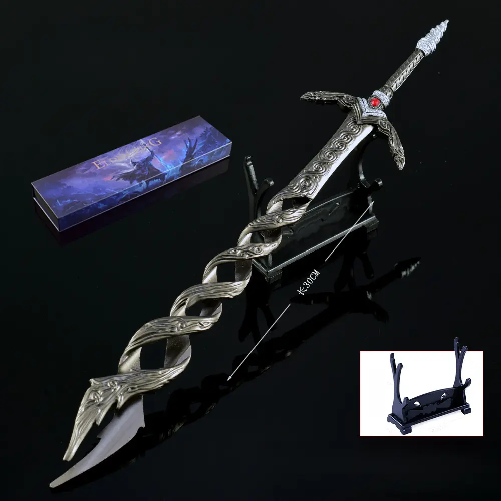 Elden Ring Godslayer's Greatsword 30cm Full Metal Fan Figurine Replica - Premium Zinc Alloy Collectible with Included Stand, Desk Display, Series Box Gift Edition