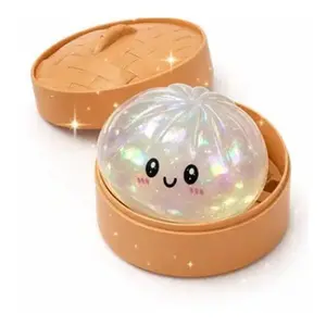 Blind Box 2026 New Glitter Dumpling Squishy with Steamer Box, Soft Sensory Fidget Steamed Bun Squeeze Tool for Adult Stress & Anxiety Relief,