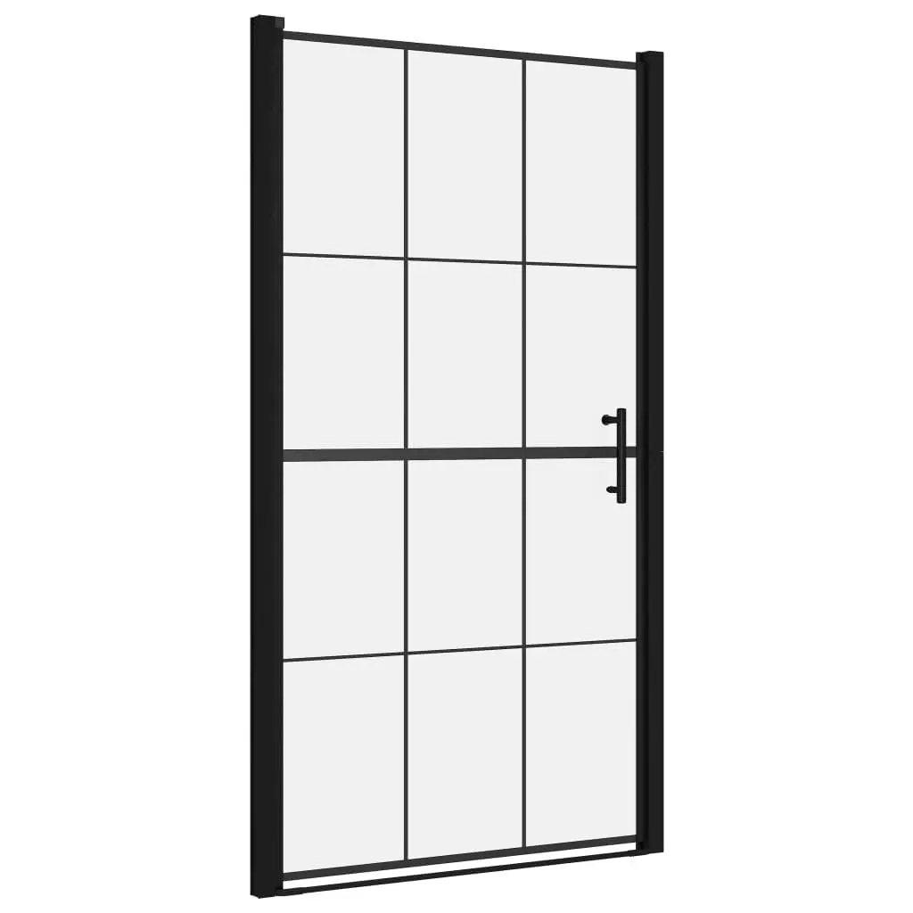 vidaXL Shower Door, Bathroom Shower Enclosure, Shower Screen with Stainless Steel Handle, Bathroom Accessory, Tempered Glass 39.4"x70.1" Black 148889