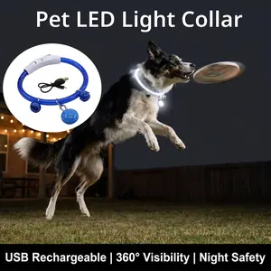 Dog Collar Light Up Rechargeable LED Pet Collar for Night Walking Glow in Dark Pet Supplies for Small Medium Large Dogs