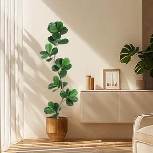 Garvee Artificial Fig Leaf Ficus Tree, 150cm Tall with Realistic Leaves and Planter, Perfect Decorative Plant for Home Office and Living Room