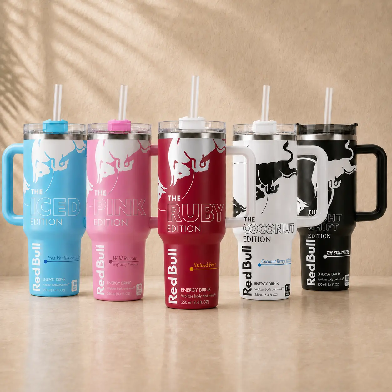Colorful Energy-Inspired Tumbler Collection, Vibrant Beverage Travel Bottles, Energy Style Cup Gift for Drink Lovers