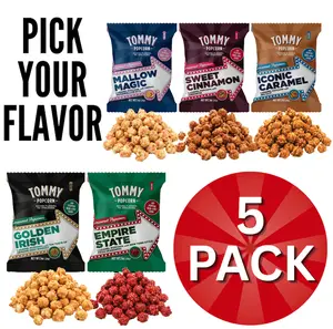 Tommy Popcorn Five Pack | Sweet Gourmet Popcorn | Viral Snack Gift