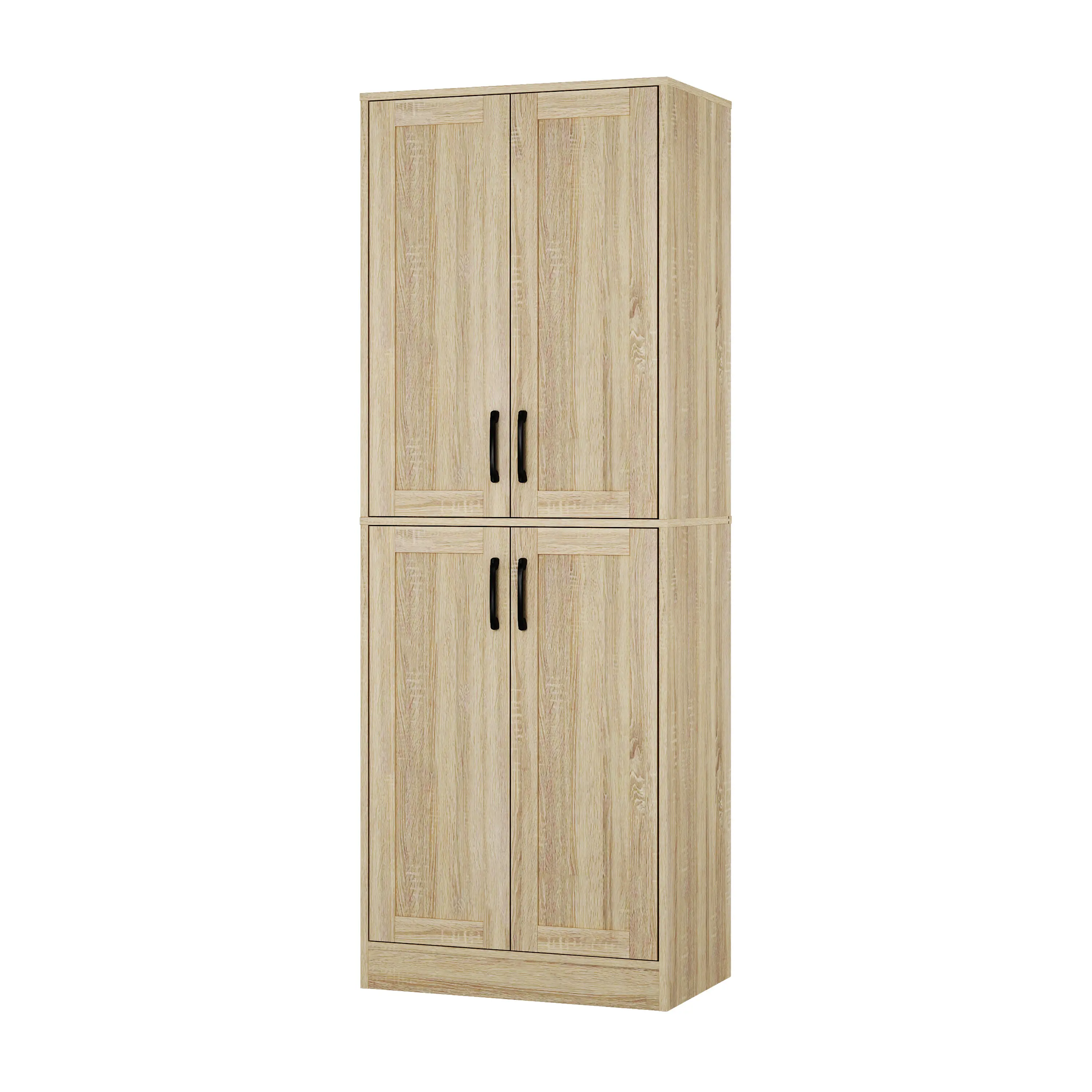 68" Height Floor Standing Farmhouse Kitchen Pantry Cabinet - Modern Storage Cabinet with 4 Gold Handles, Adjustable Shelves, 20 - 25 Kg Weight, Organization Solution for Kitchen, Dining Room