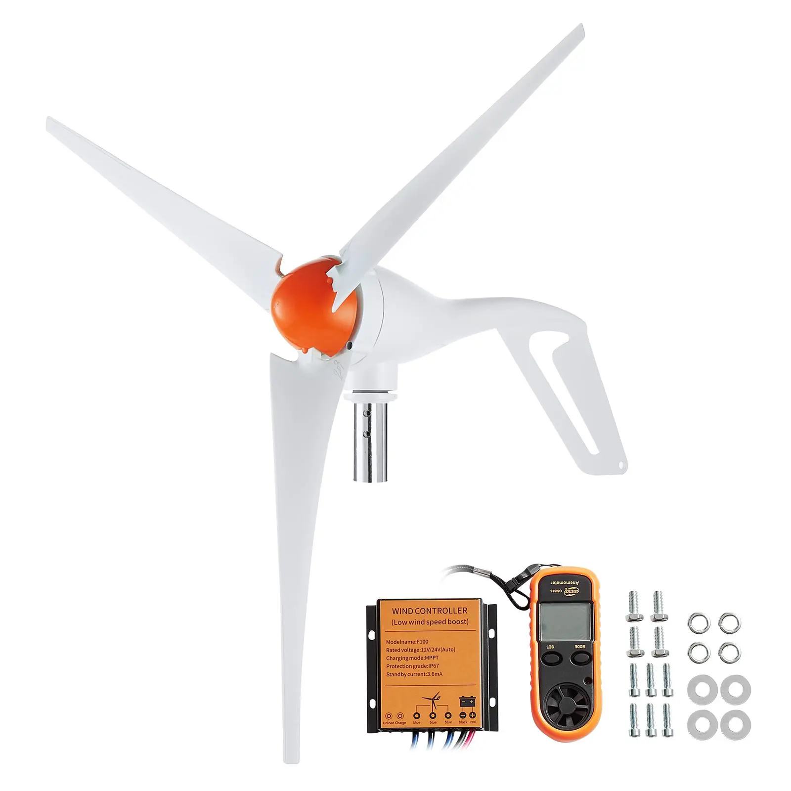【Summerfinds】VEVOR 500W Wind Turbine Generator with Anemometer,  12V Wind Turbine Kit, 3-Blade Wind Power Generator, MPPT Controller & Adjustable Windward Direction, Suitable for Home, Farm, RVs, Boats