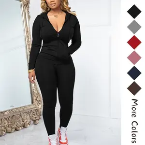 Women Two Piece Outfits Workout Sets Bodycon Tracksuit Long Sleeve Zip Up Hoodie Jacket Jogger Matching Sweat Pants Set