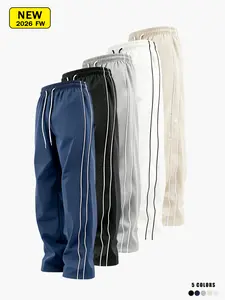 Men’s spring/autumn outdoor quick-dry casual athletic pants, loose straight fit, side stripe design