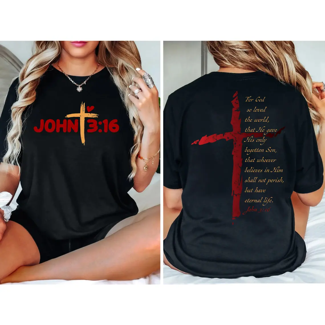 ✝️   100% Cotton Double-Sided JOHN 3:16 Tshirts, Love Jesus God Tee, Sweet Valentine Gift for Wife & Bae Who Cherish Faith! # TikTokMadeMeBuyIt. # TikTokShop. # ViralTees #  FunnyValentine