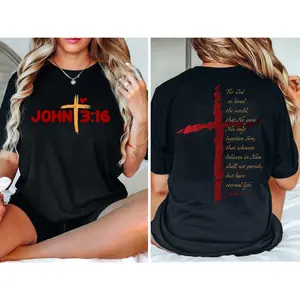 ✝️     100% Cotton Double-Sided JOHN 3:16 Tshirts, Love Jesus God Tee, Sweet Valentine Gift for Wife & Bae Who Cherish Faith! #   TikTokMadeMeBuyIt. #   TikTokShop. #   ViralTees #    FunnyValentine