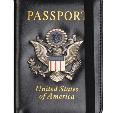 Eagle Print Card Holder Cash Passport Wallet PU Leather Money Bag with Elastic Rope, Unisex, Perfect Holiday Gift for Christmas & Halloween, Passport Cover, Passport Holders