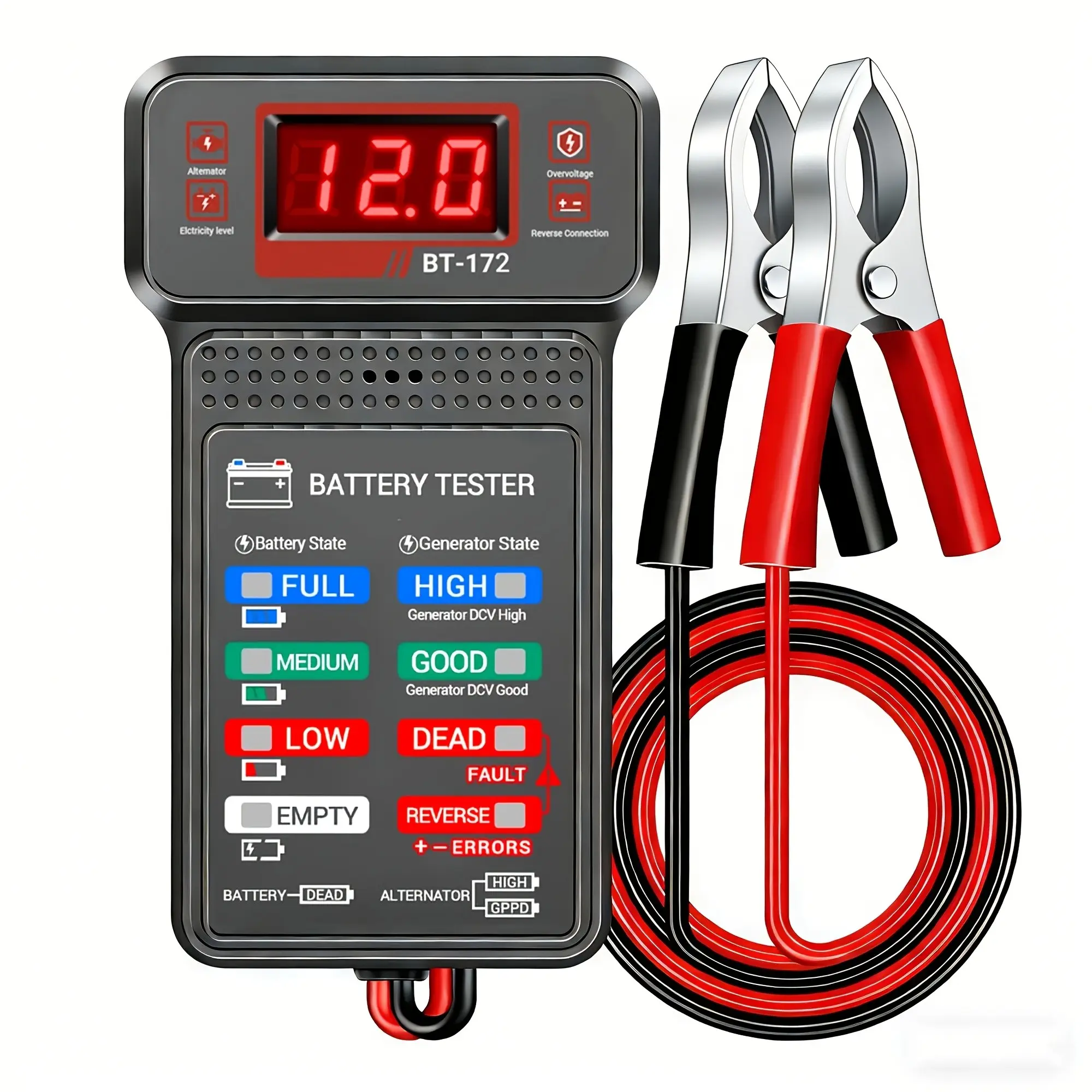 Bt172 All-In-One Smart Car Battery Tester, One-Click Health Analysis, Life Capacity Detection, Intuitive Display, Wide Compatibility