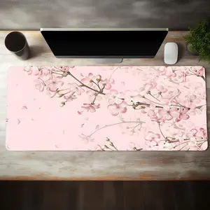 Creative Cherry Blossom Pattern Extended Mouse Pad, 1 Count Rectangle Gaming Mouse Pad, Non-slip Office Desk Keyboard Mat for Home Office Desk, Desktop Accessory, Cute Desk Accessories, Office Girly Desk Accessories