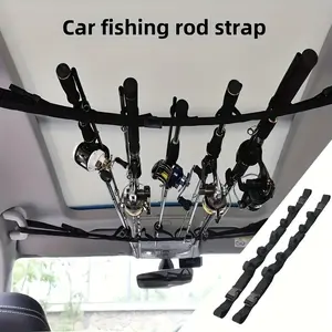 Car Fishing Rod Holder Set (2 Pack), Nylon Strap and Pa Float Design, Suitable for Suv, Van, Truck, Larger Hatchback Cars, Travel Fishing Pole Holder