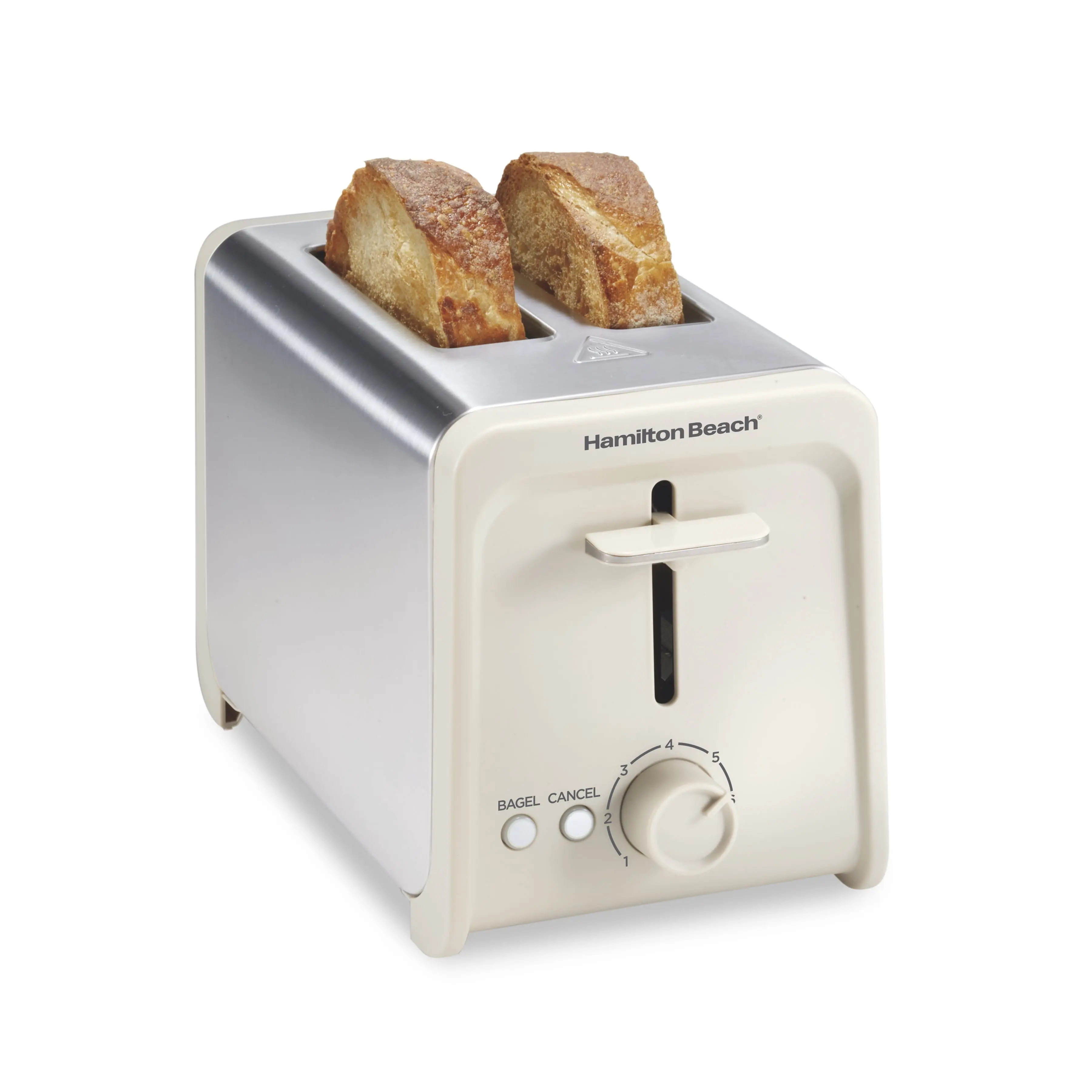 Hamilton Beach Contemporary 2-Slice Toaster with Wide Slots, Bagel Function, Toast Boost, Auto Shutoff, Sandstone Finish