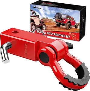 Nilight Shackle Hitch Receiver 2Inch 45000 LBs Breaking Strength 3/4" D Ring Shackle w/Trailer Hitch Pin Heavy Duty Solid Recovery Towing Kit for Trucks Jeeps Off-Road Vehicle Black