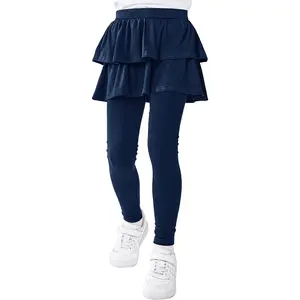 Girls Leggings Warm Pants School Uniform Pants Stretchy Soft Leggings with Skirt 4-14 Years