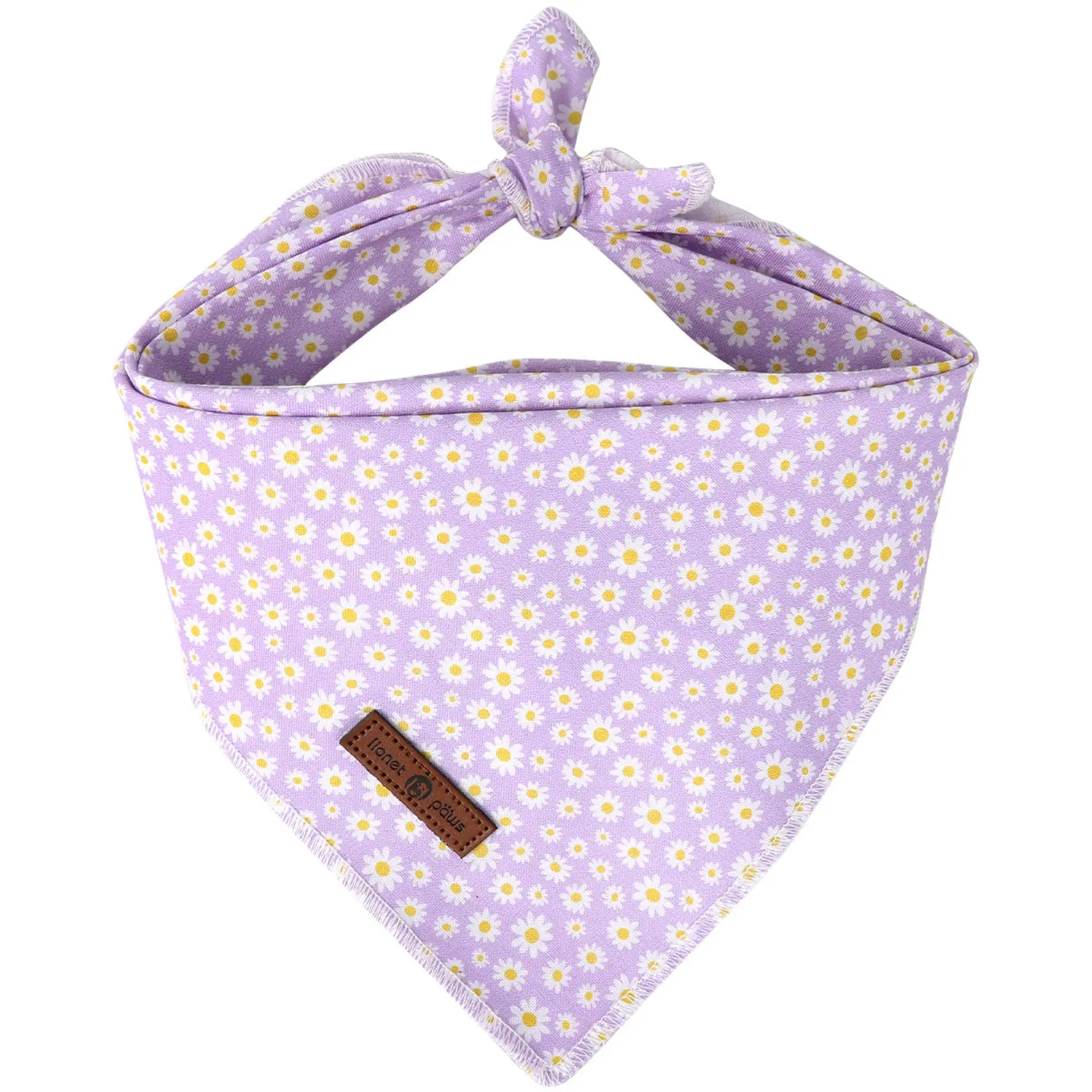 Lionet Paws Soft Cotton Spring Daisy Dog Bandana - Washable Triangle Scarf with Bowtie, Daily Wear Fabric Pet Neck Accessory for Small, Medium, Large Dogs, Purple tiktokshopbacktoschool, All Seasons, Multi-Size