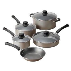 Tramontina 9-Piece Nonstick Cookware Set with Glass Lids, Champagne