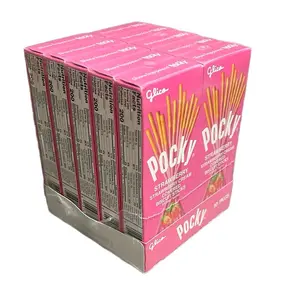 Glico Pocky Strawberry Cream Covered Biscuit Sticks 10 Packs 1.41 oz Each Snack Cookie Fruit Energy Boosting Cooky