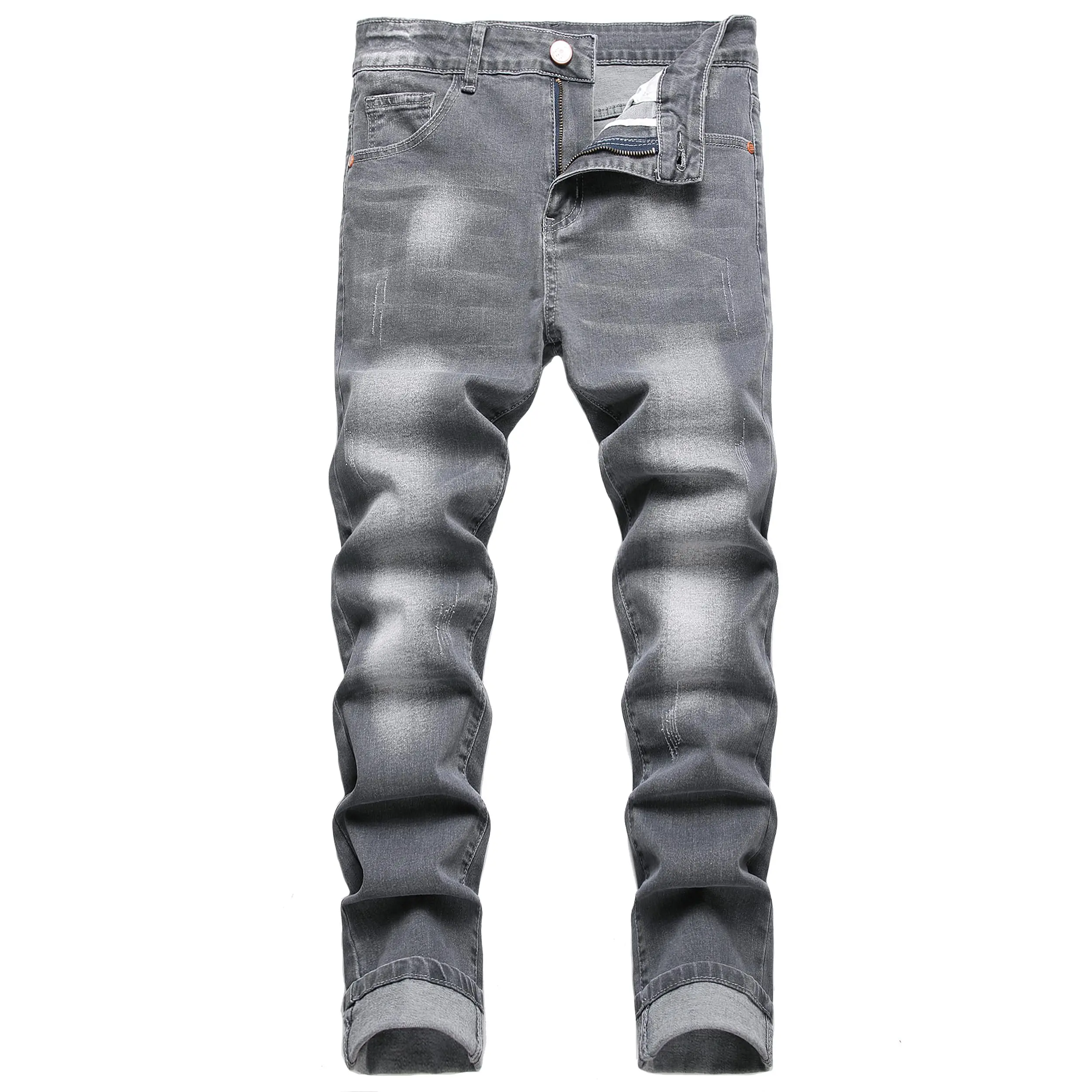 JUNBAOSS Men's Slim Fit Stretch Jeans Ripped Skinny Jeans for Men, Distressed Straight Leg Fashion Casual Popular Chic Comfort Flex Waist Denim Pants, Menswear Classic Street Style Cotton Fabric Jean Natural Hipster Personalized Stylish Jeans with Pockets