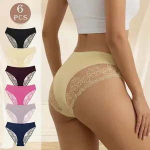 Elegant Lace Panties for Women 6PCS Soft Breathable Comfortable Fit Latin Style Perfect for Daily Wear and Special Occasions Womenswear - Day, Elegance