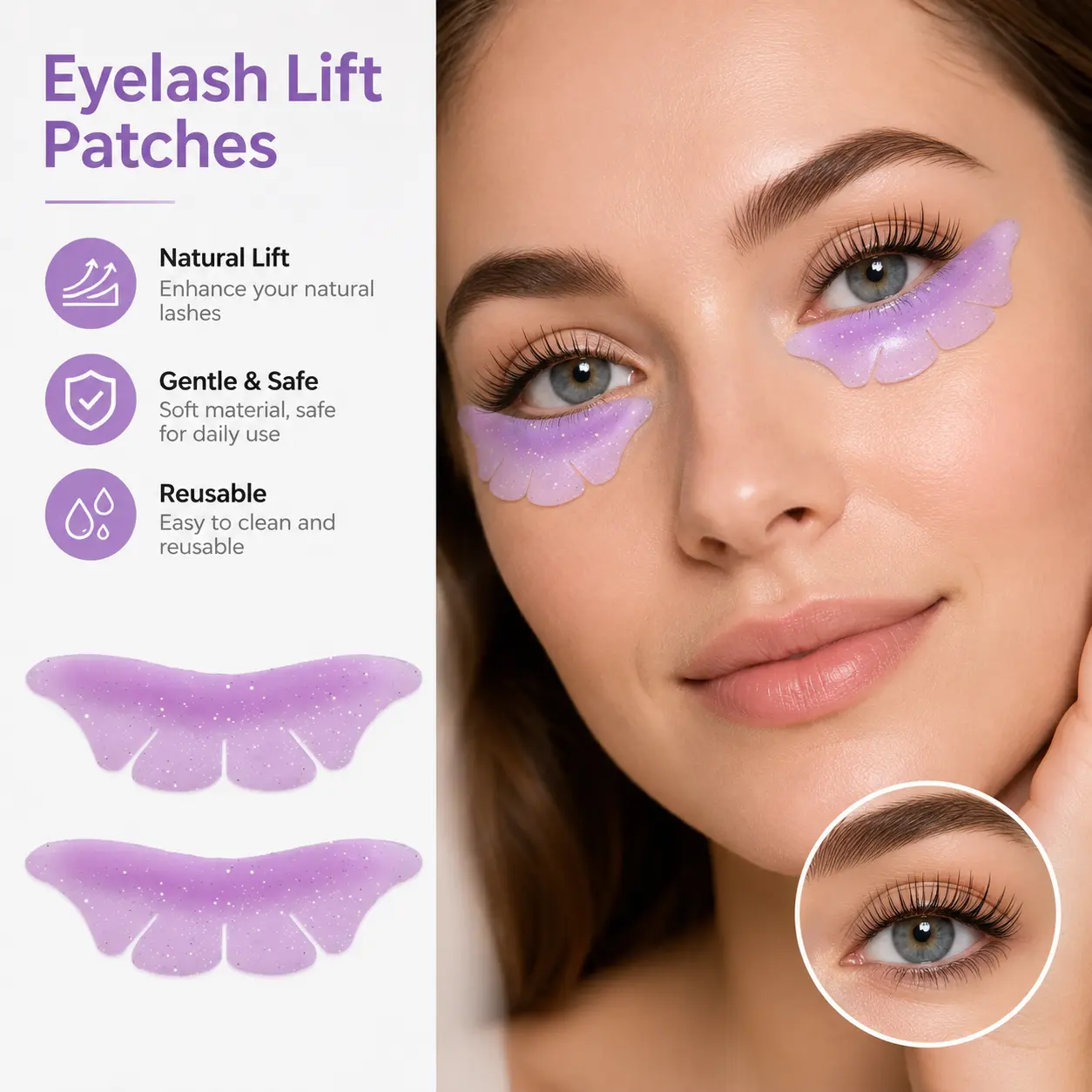 2 Counts, Glitter Butterfly Shape Silicone Eyelash Lash Lift Pads, Reusable Eyelash Perm Shields for Home and Salon Makeup Use