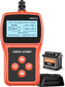 OBD2 Scanner with Battery Tester - Code Reader Engine Fault Scanner CAN Diagnostic Scan Tool for All OBD II Protocol Cars Since 1996, Real-Time Data, Plug & Play, Multilingual, Orange