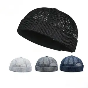 2 Pack Men's Breathable Brimless Hat - Mesh Cooling Skull Cap Docker Beanie for Outdoors