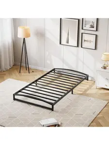 Gaomon Full-Size Black Low Metal Bed Frame, 6 in Heavy-Duty Steel Slats Platform Mattress Foundation, Arch Ends, No Box Spring Needed, Noise-Free, Non-Slip, Easy Setup