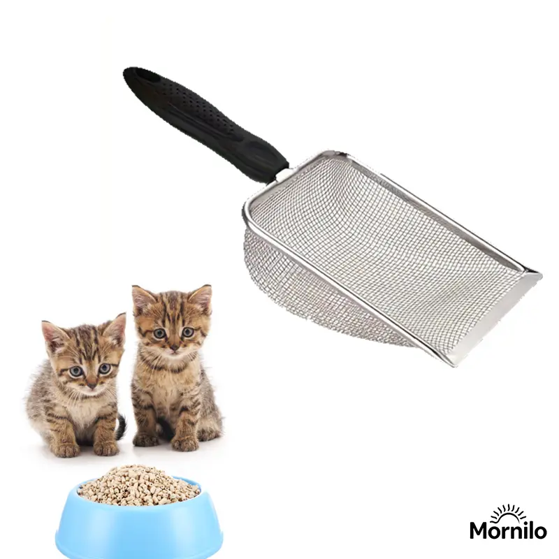 1pc Stainless Steel Cat Litter Scoop | Heavy Duty Metal Cat Poop Scooper for Fine Clumping Litter | Deep Shovel, Easy to Clean, Durable Rust-Resistant Pet Cleaning Tool | Must-Have Cat Litter Box Accessory