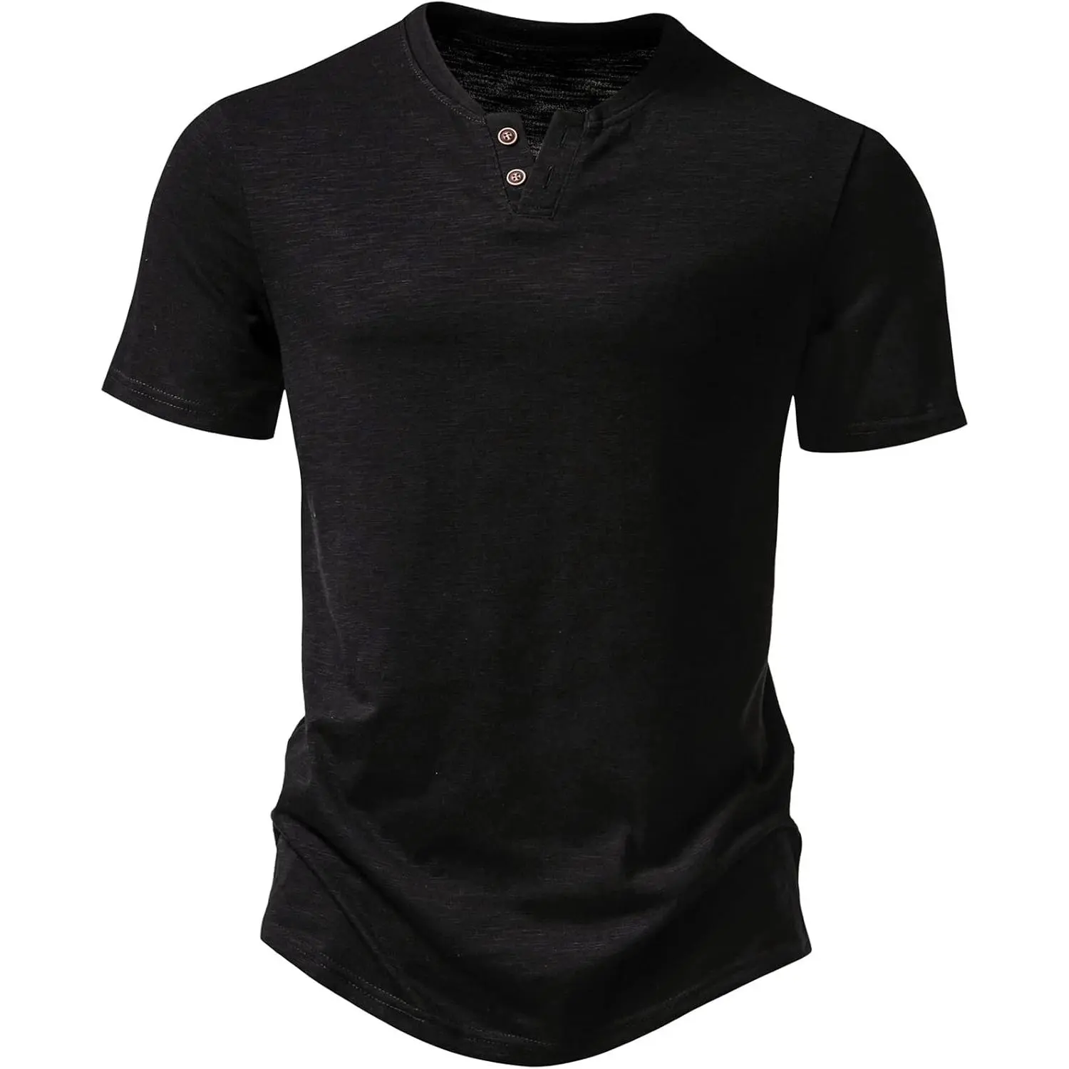 Men's Stretchy Short Sleeve Henley T-Shirt - Casual Basic Fitted, Plain Cotton-Poly, Soft 2-Button Notch Neck Top Built for Workouts, Travel, Work, Shortsleeve, Built For Workouts, Travel, And Work, Slim Fit Flatters With Easy Movement