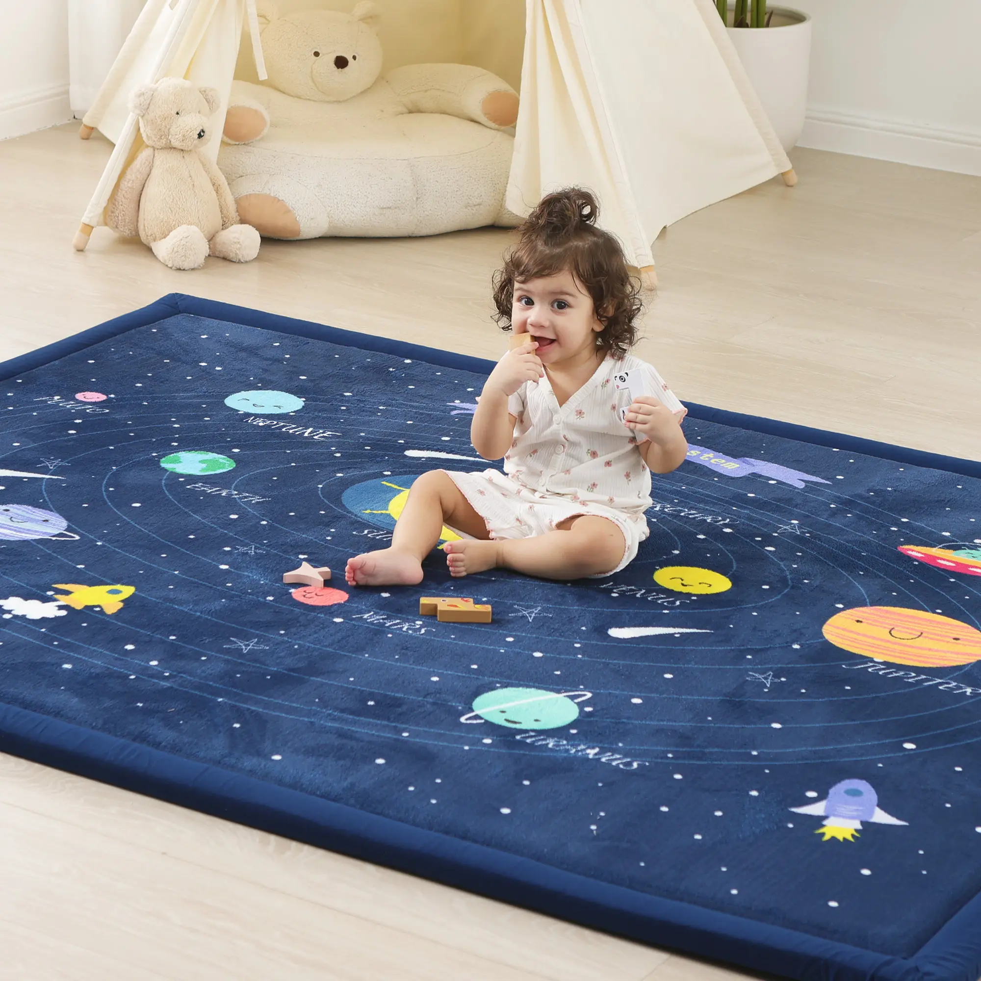 PaPaMat 1.3" Thick Plush Baby Play Mat – Memory Foam Splash Game Mats for Crawling & Playroom Use, Non-Slip & Shock-Absorbing