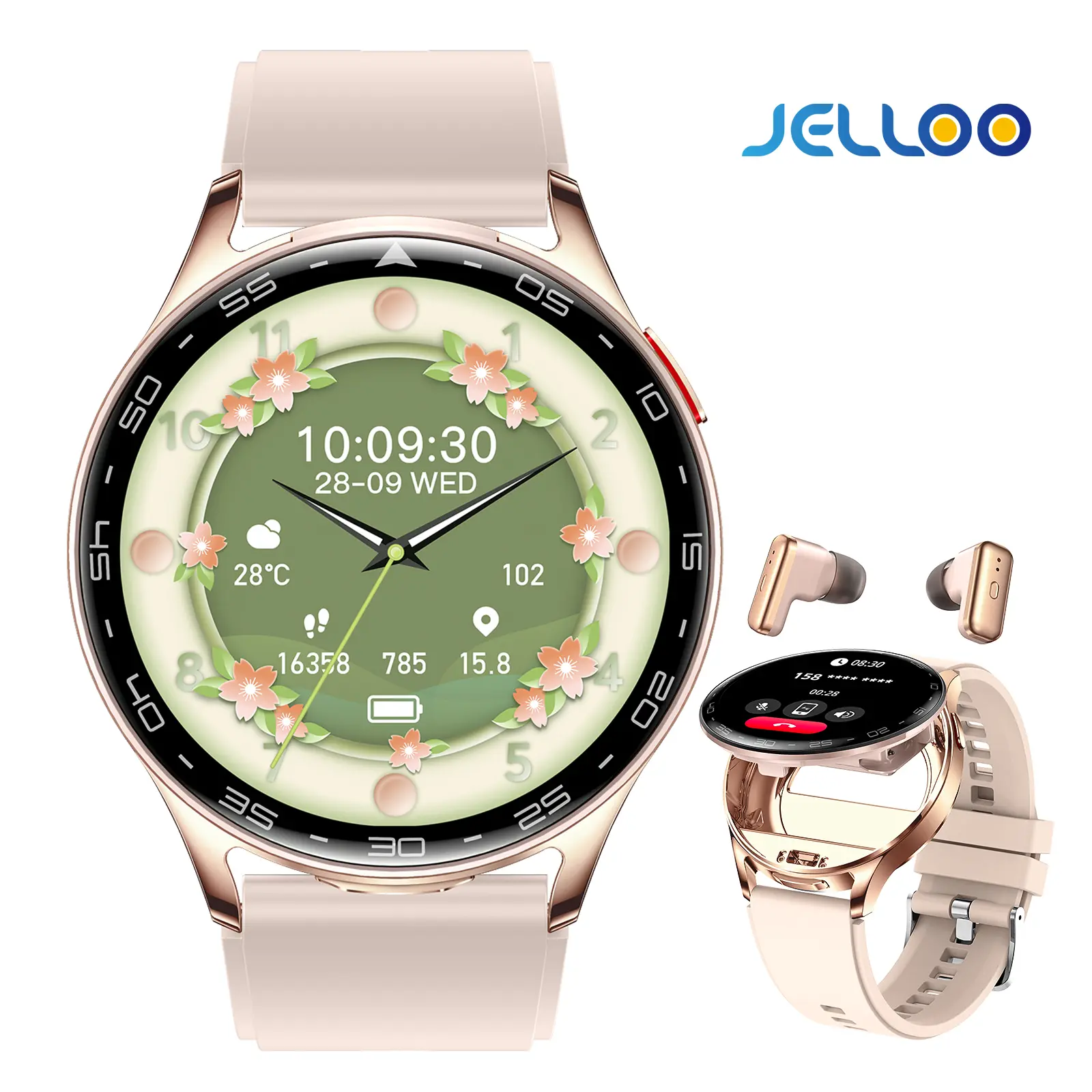Smart Watches for Women Men with Earbuds Digital Watch with Wireless Call Music Play 100+ Sports Modes Tech Gifts for Women Men Wearable Devices Fashion Design Silicone